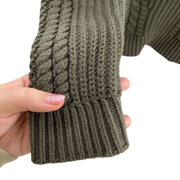 Lululemon Women’s M‎ Chunky Turtleneck Sweater Olive Green Cable Knit Oversized - Picture 5 of 10